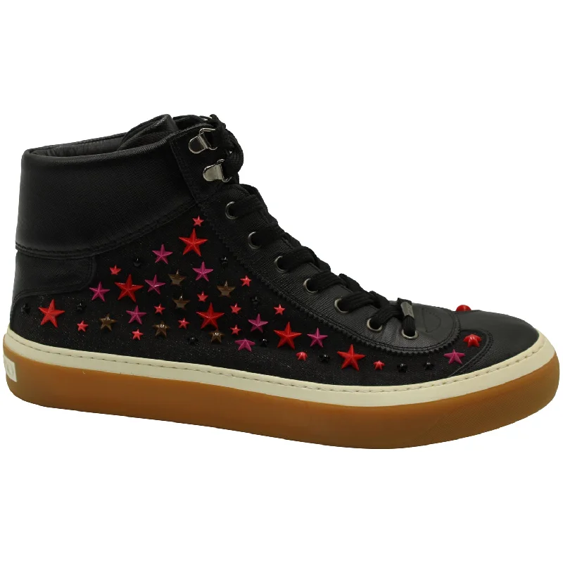 Jimmy Choo Star Stud High Top Sneakers in Black Leather