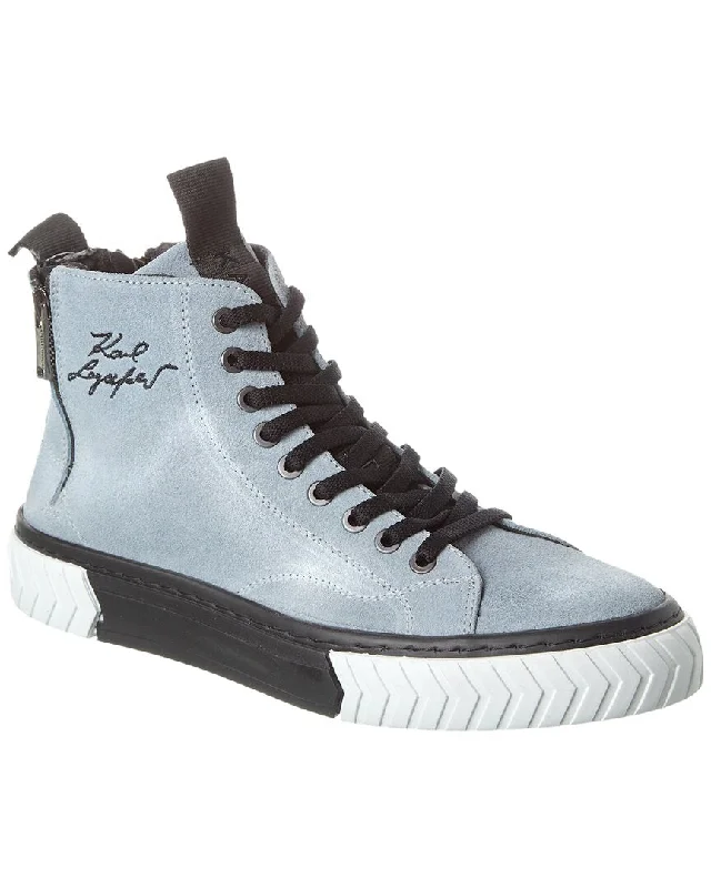 KARL LAGERFELD Embroidered Suede High-Top Sneaker