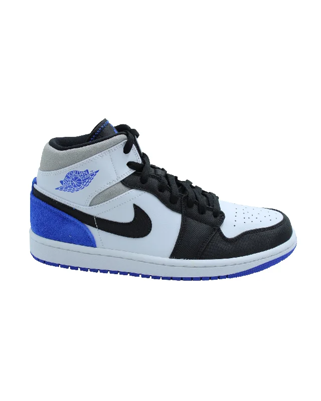 Nike Air Jordan 1 Mid SE in White Hyper and Royal Black Leather