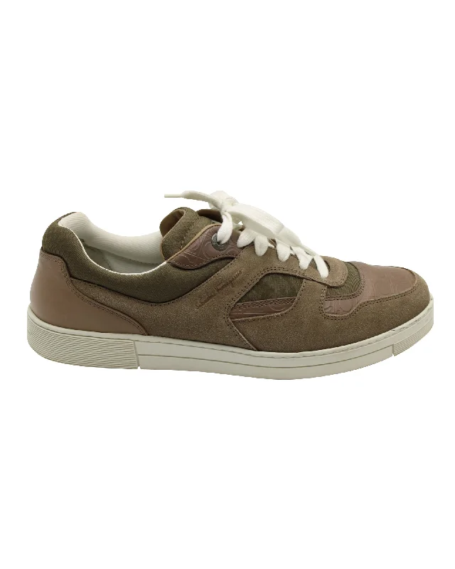 Salvatore Ferragamo Two-Toned Sneakers in Brown Suede