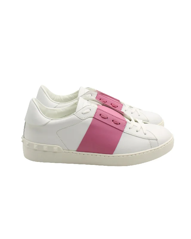 Valentino Open Sneakers in White Calfskin Leather