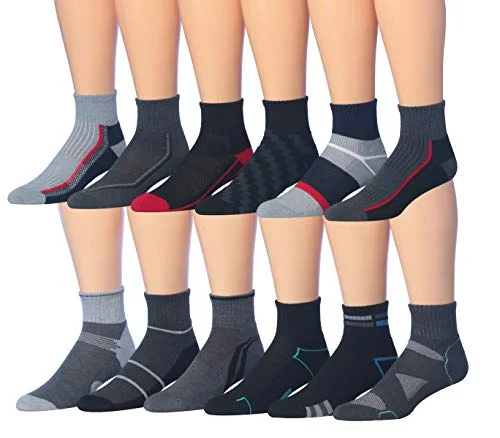 James Fiallo Men's 12 Pairs Athletic Sports Quarter Socks (2793-94)