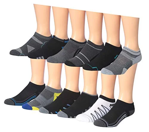 James Fiallo Men's 12-Pairs Performance Low Cut Athletic Sport Socks 2885-94