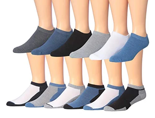 James Fiallo Men's 12-Pairs Performance Low Cut Athletic Sport Socks 2891-95