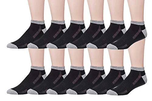 James Fiallo Men's 12-Pairs Performance Low Cut Athletic Sport Socks 2906-12