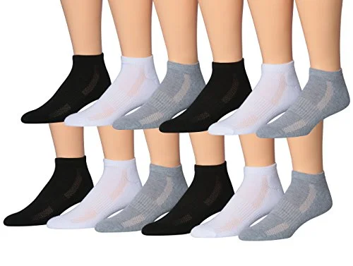 James Fiallo Men's 12-Pairs Performance Low Cut Athletic Sport Socks 2907-12