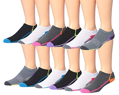 James Fiallo Men's 12-Pairs Performance Low Cut Athletic Sport Socks 2909-12