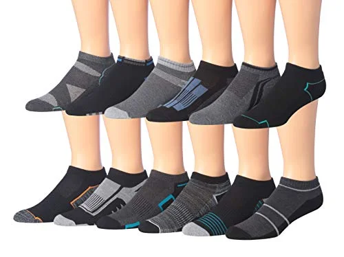 James Fiallo Men's 12-Pairs Performance Low Cut Athletic Sport Socks 2917-12