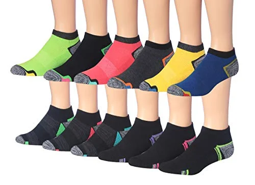 James Fiallo Men's 12-Pairs Performance Low Cut Athletic Sport Socks 2919-12