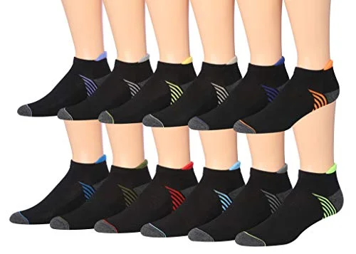 James Fiallo Men's 12-Pairs Performance Low Cut Athletic Sport Socks 2924