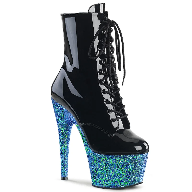 ADORE-1020LG Black Patent/Blue Multi Glitter