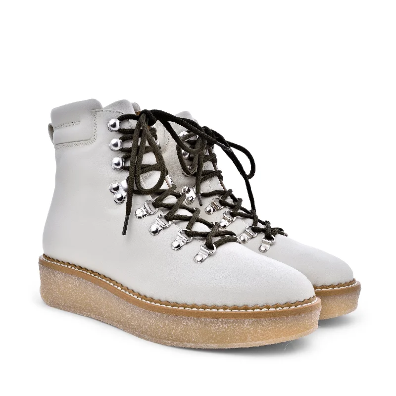 Misaki Off White Leather Ankle Boots