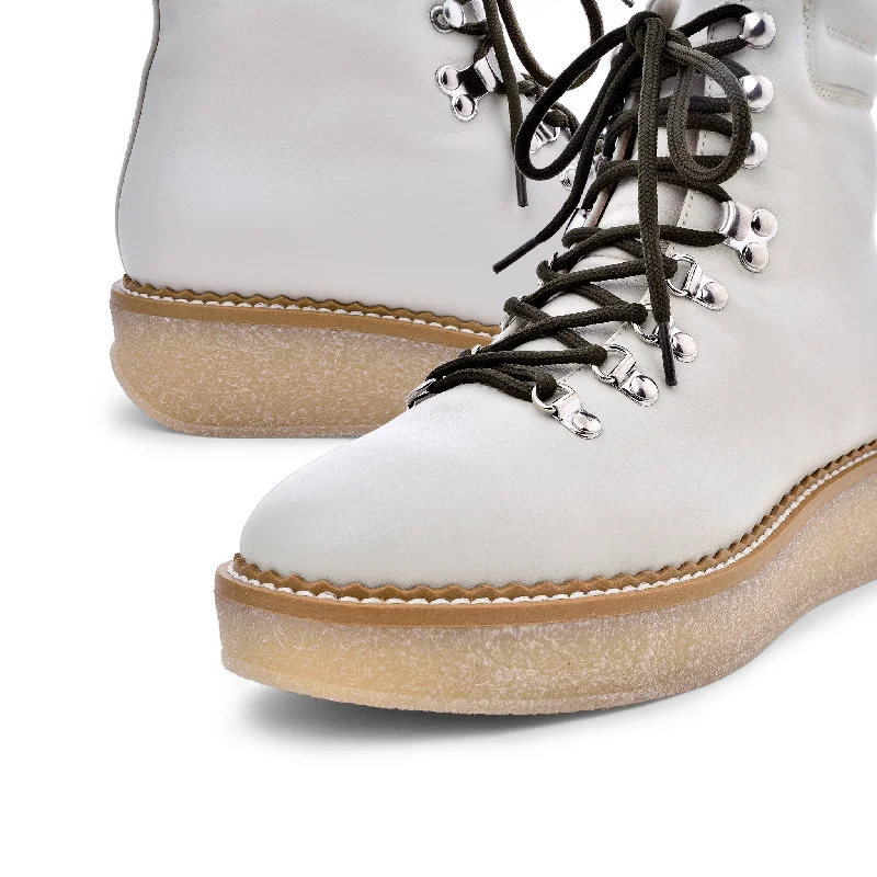 Misaki Off White Leather Ankle Boots