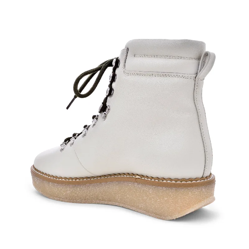 Misaki Off White Leather Ankle Boots