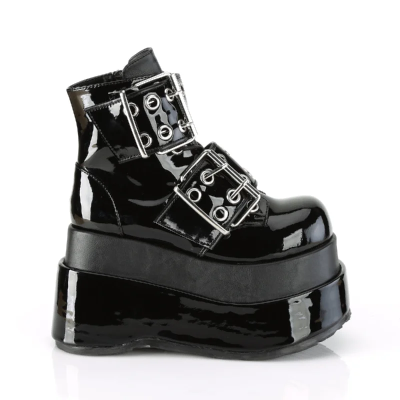 Bear 104 Black Platform Goth Big Buckle Ankle Boots  - Demonia Direct