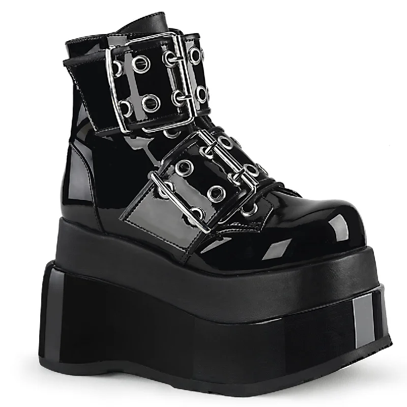 Bear 104 Black Platform Goth Big Buckle Ankle Boots  - Demonia Direct