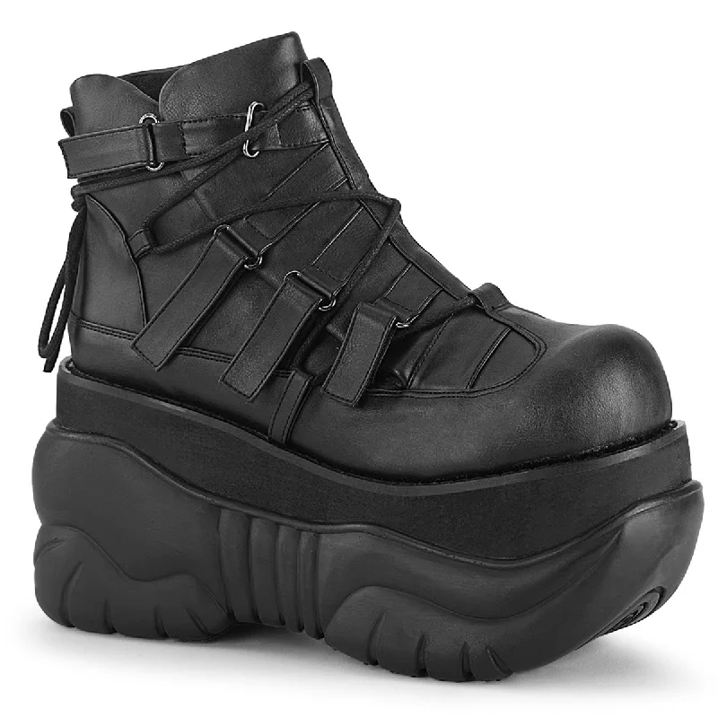 Boxer 13 Black Matte Vegan Leather Mens Sneaker Ankle Boots - Demonia Direct