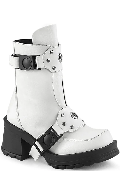 BRATTY-56 White Matte Ankle Boots