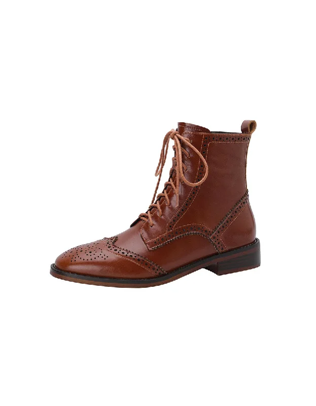 British Style Handmade Vintage Lace-up Oxford Boots