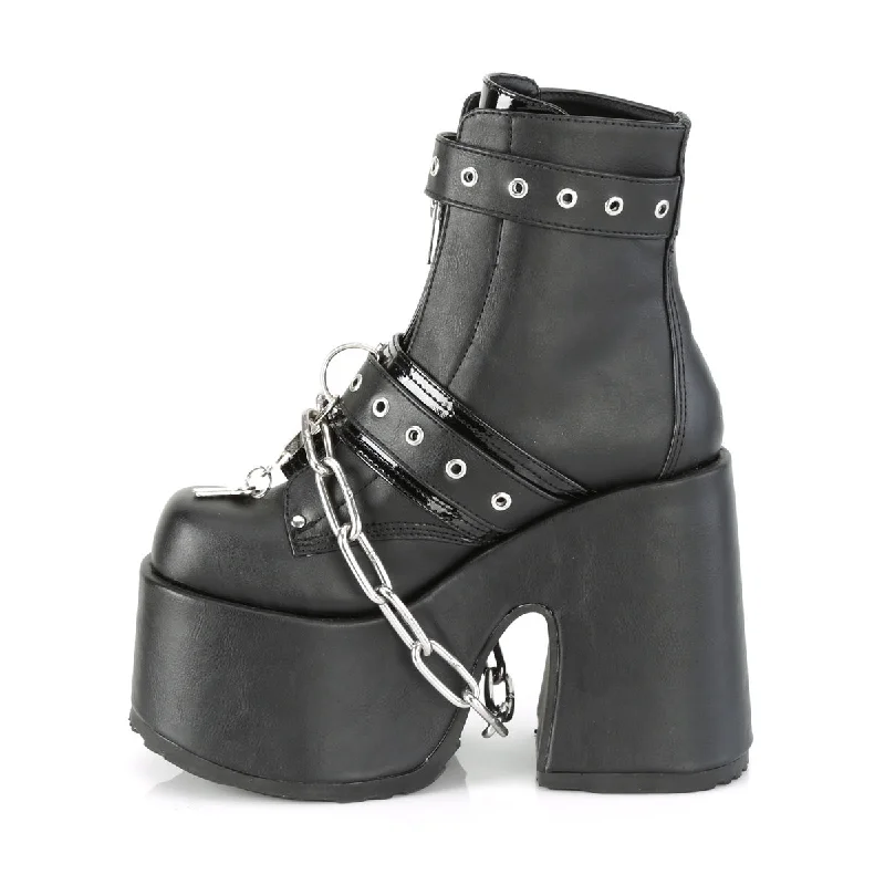 Camel 205 Black Matte Chain Strap Goth Platform Boot 6-12  - Demonia Direct