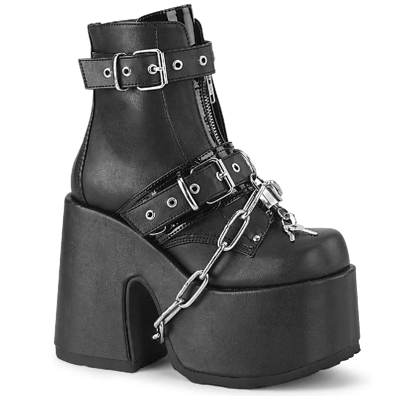 Camel 205 Black Matte Chain Strap Goth Platform Boot 6-12  - Demonia Direct