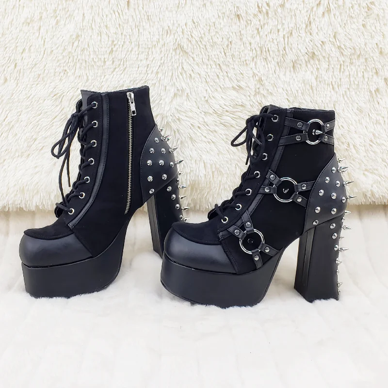 Charade 100 Ankle Boot Chunky Heel Studs  - Demonia Direct