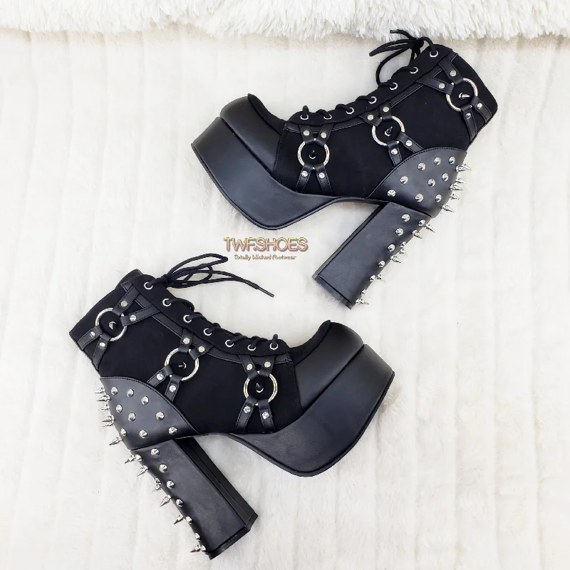 Charade 100 Ankle Boot Chunky Heel Studs  - Demonia Direct