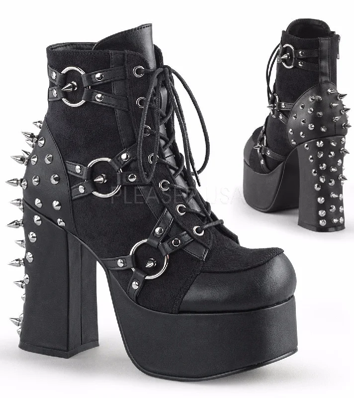 Charade 100 Ankle Boot Chunky Heel Studs  - Demonia Direct