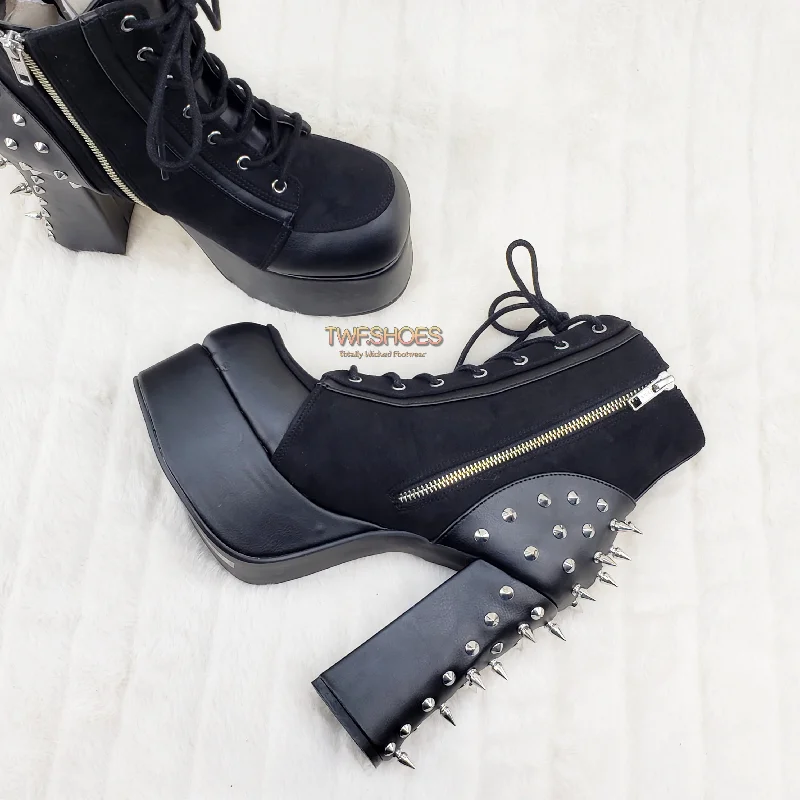 Charade 100 Ankle Boot Chunky Heel Studs  - Demonia Direct