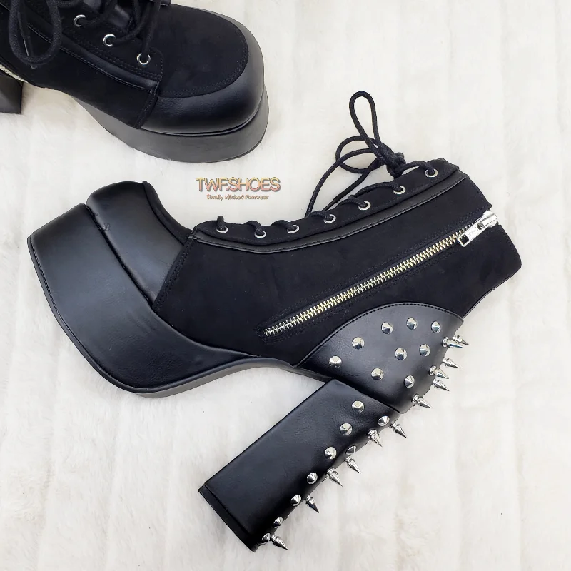 Charade 100 Ankle Boot Chunky Heel Studs  - Demonia Direct