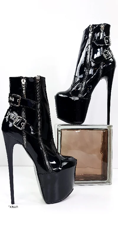 Fetish Gloss Double Zip Belted Rocker Boots