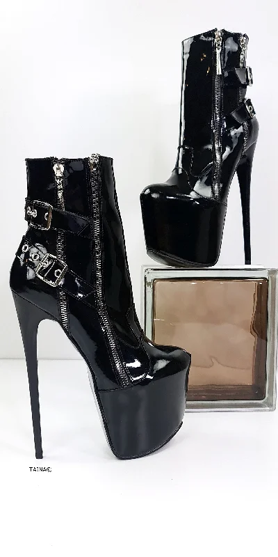 Fetish Gloss Double Zip Belted Rocker Boots