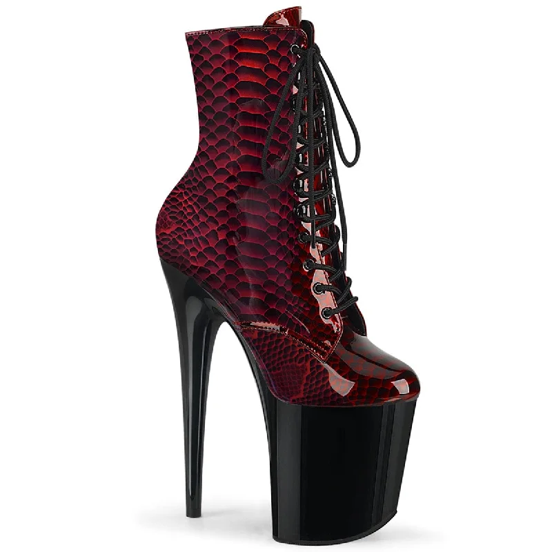 FLAMINGO-1020SP Red Snake Print Patent/Black