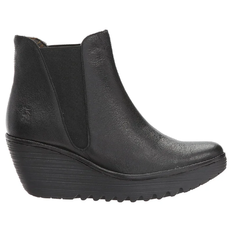 Yoss Mousse Leather Women's Wedge Heel Chelsea Boots