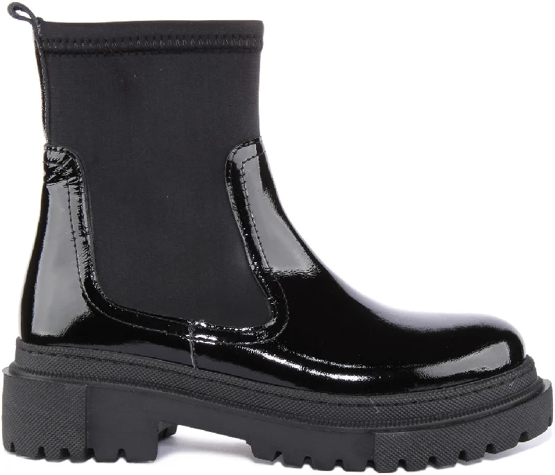 Claudia Ankle Boots In Black Patent