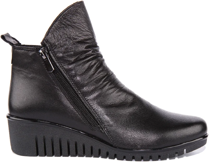 Isabelle Soft Leather Ankle Boots In Black