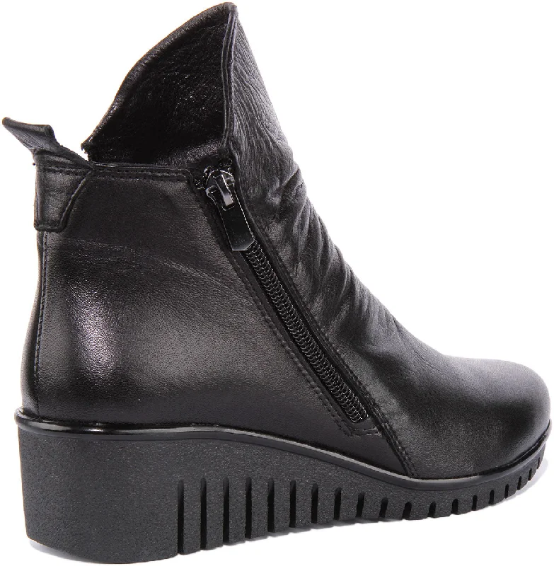 Isabelle Soft Leather Ankle Boots In Black