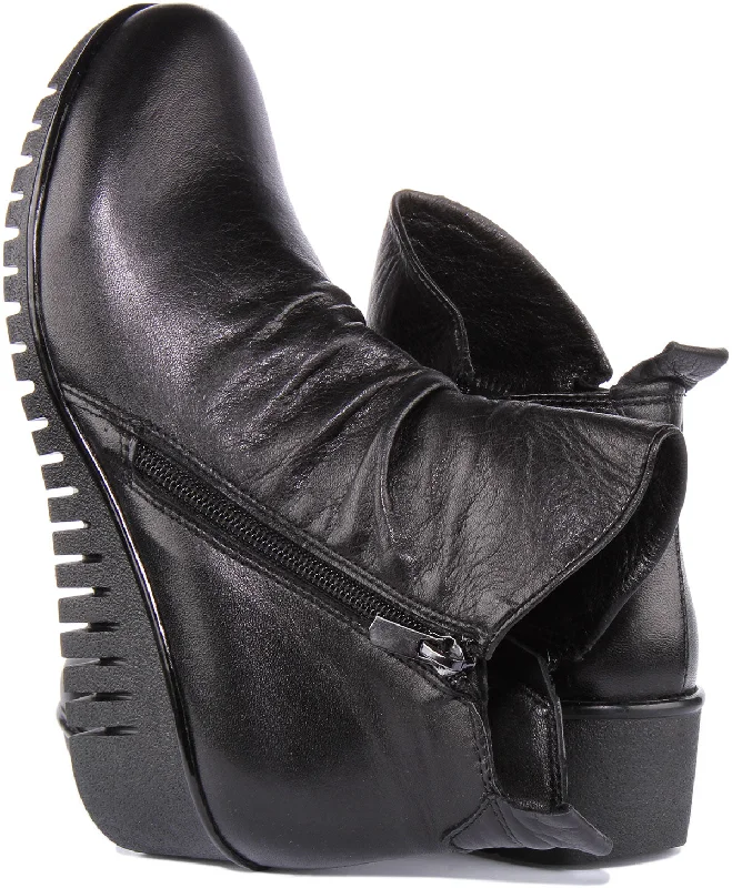 Isabelle Soft Leather Ankle Boots In Black