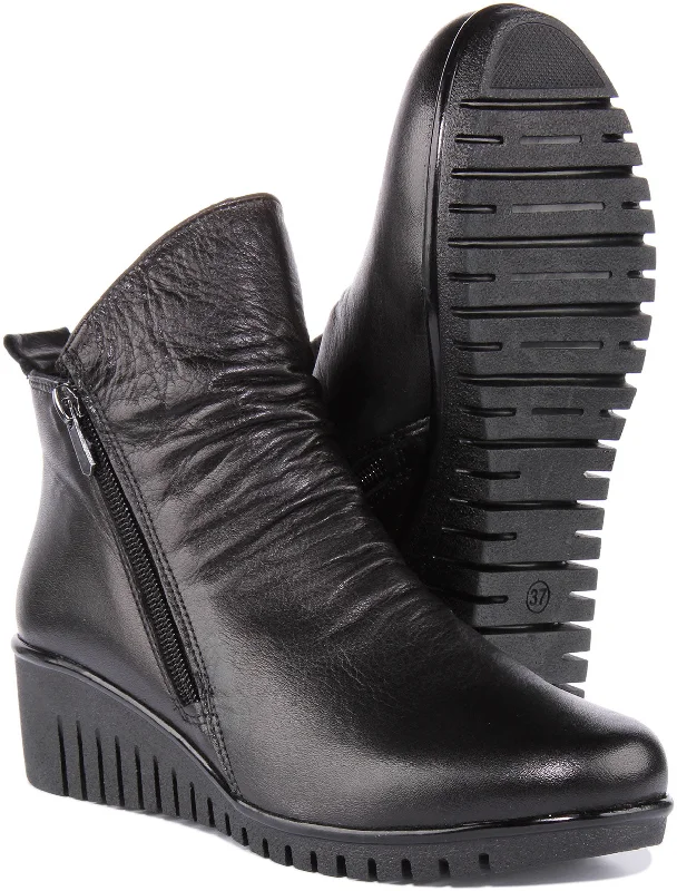 Isabelle Soft Leather Ankle Boots In Black