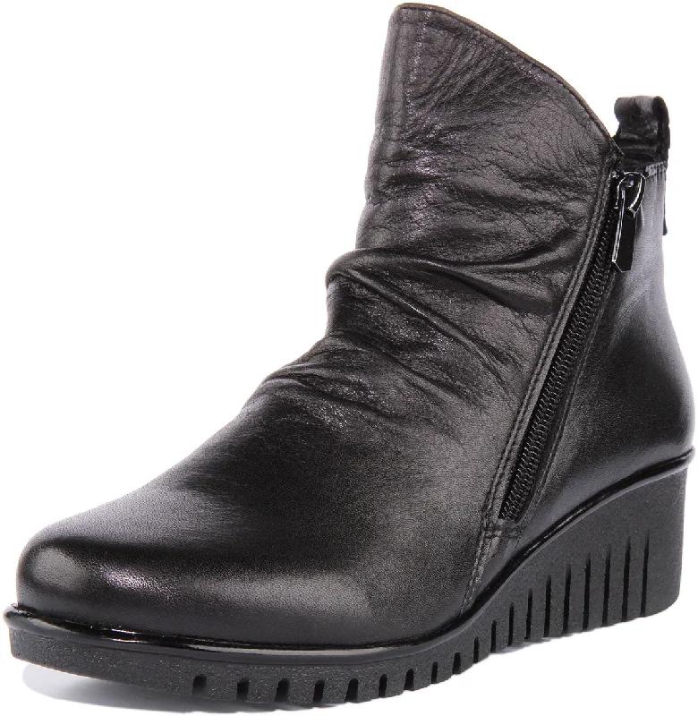 Isabelle Soft Leather Ankle Boots In Black