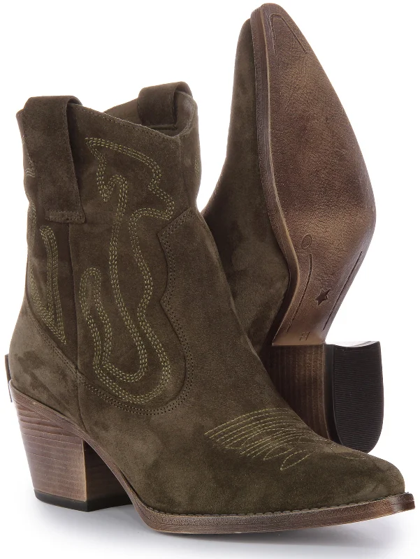 Justinreess England Nova Suede In Olive For Women