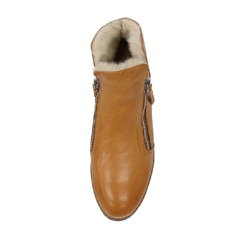 Opal Dark Tan Leather/ Beige Fur Ankle Boots