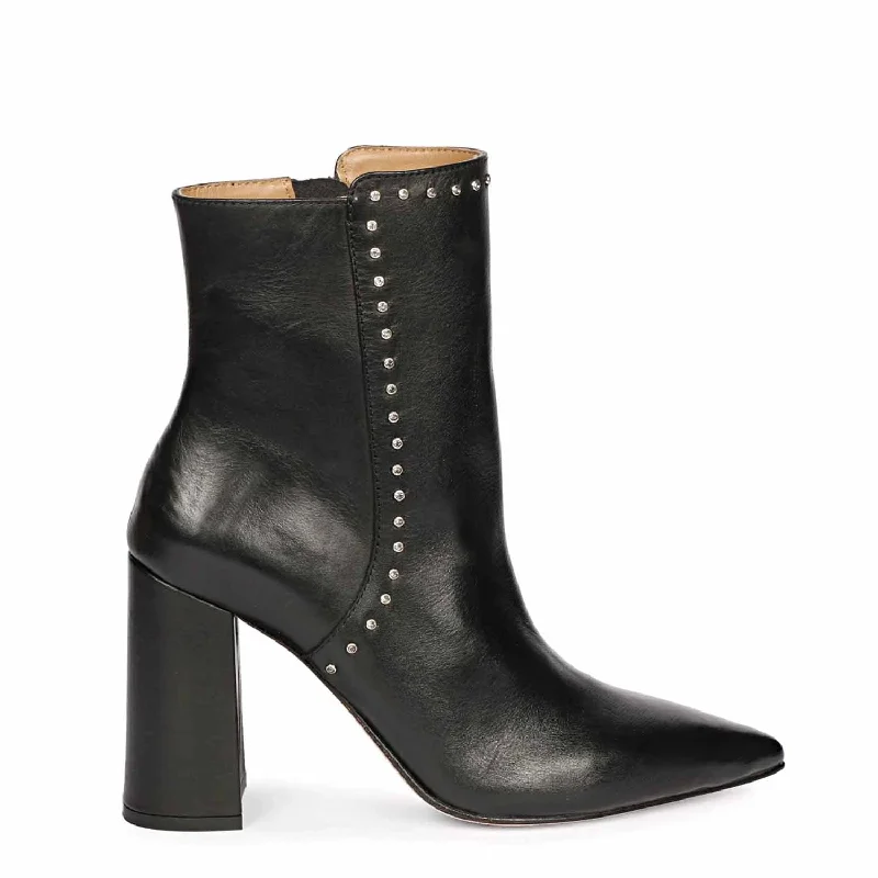 Saint Fia Black Leather Block Heel Boots