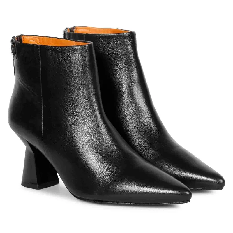 Saint Mélanie Black Leather Back Zip Ankle Boots