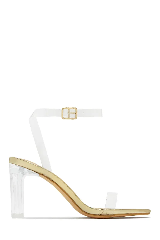 Simply Yours Clear Ankle Straps Heels - Gold