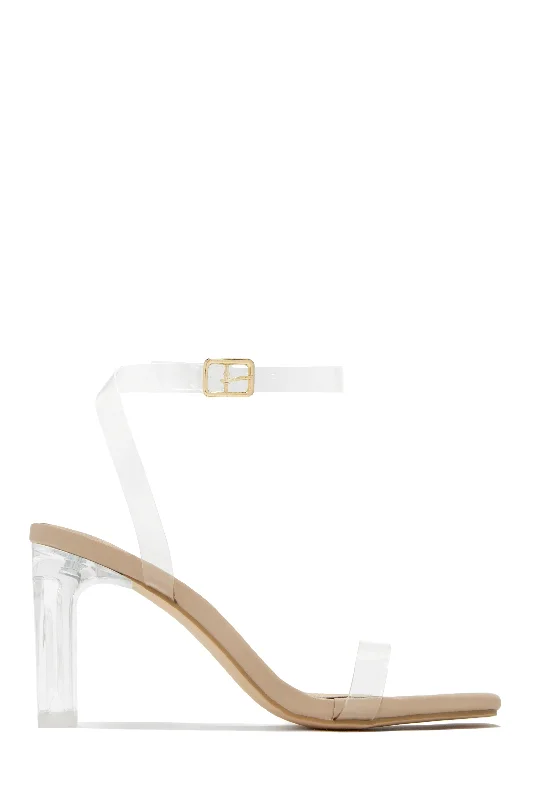 Simply Yours Clear Ankle Straps Heels - Gold