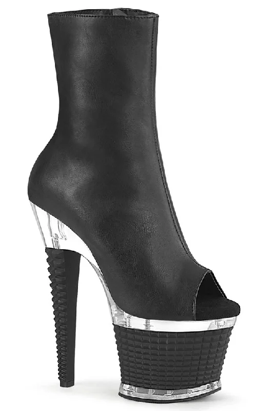 SPECTATOR-1012 Black Vegan Leather Ankle Boots