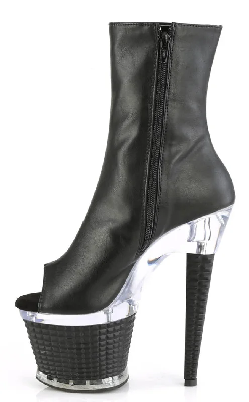 SPECTATOR-1012 Black Vegan Leather Ankle Boots