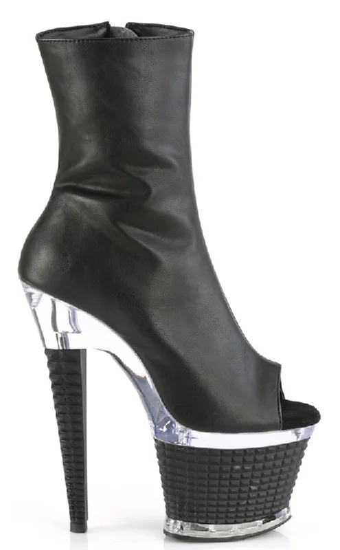 SPECTATOR-1012 Black Vegan Leather Ankle Boots