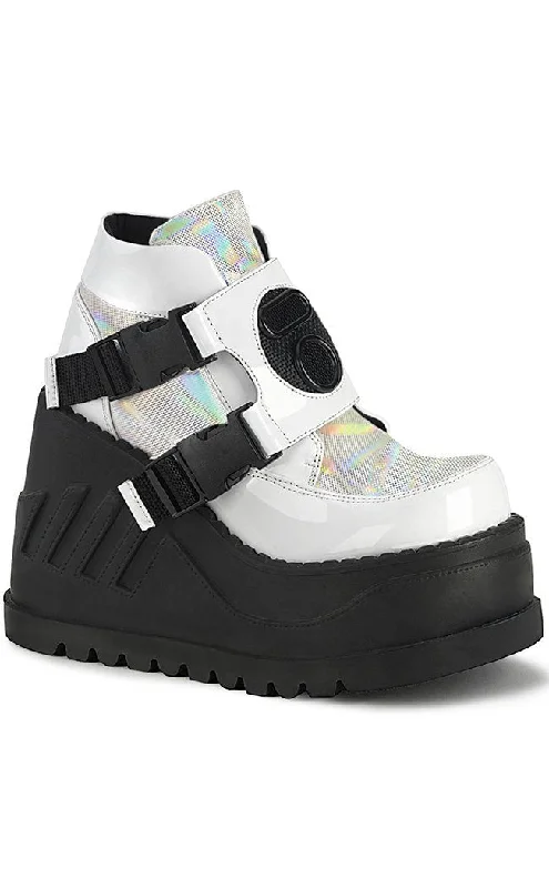 STOMP-15 White Holographic Platform Sneakers